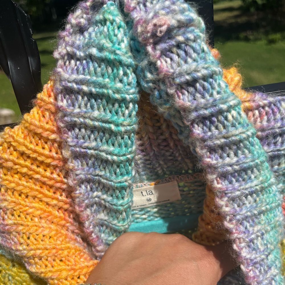 Anthropologie T. La Rainbow Ombre Turtleneck Knit Sweater - Picture 6 of 13